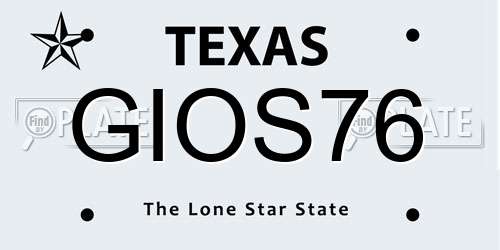 GIOS76 Texas License Plate