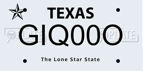 GIQ00O Texas License Plate