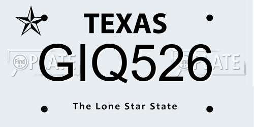 GIQ526 Texas License Plate