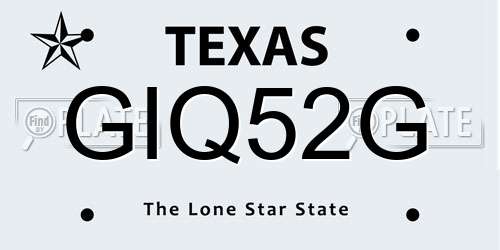 GIQ52G Texas License Plate