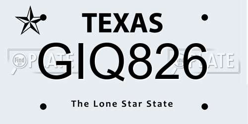 GIQ826 Texas License Plate