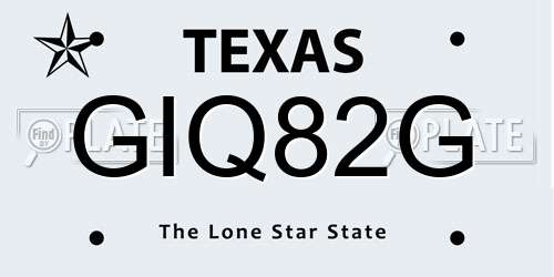 GIQ82G Texas License Plate