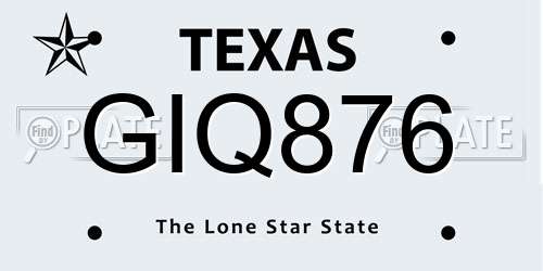 GIQ876 Texas License Plate