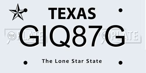 GIQ87G Texas License Plate