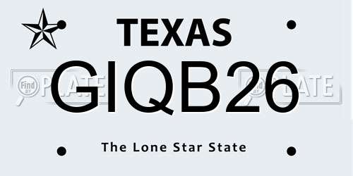 GIQB26 Texas License Plate
