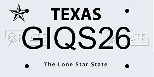 GIQS26 Texas License Plate