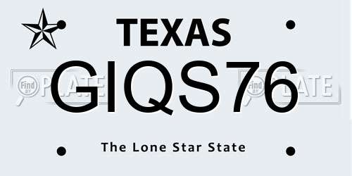 GIQS76 Texas License Plate