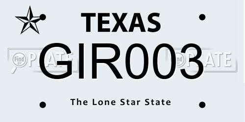 GIR003 Texas License Plate