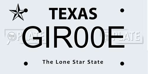 GIR00E Texas License Plate
