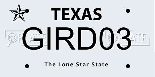GIRD03 Texas License Plate