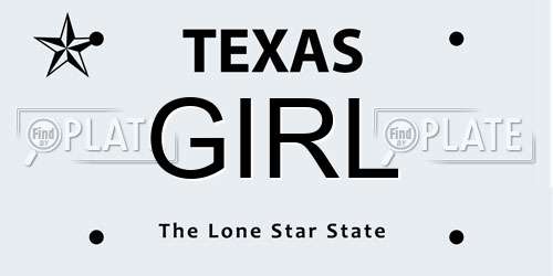 GIRL Texas License Plate