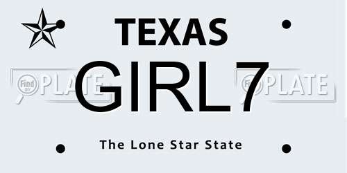GIRL7 Texas License Plate