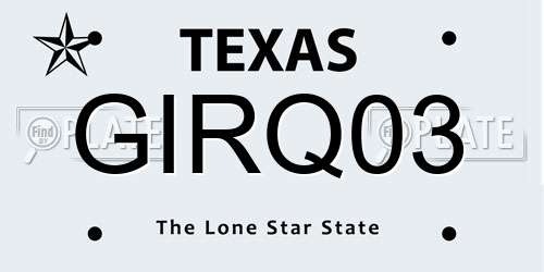 GIRQ03 Texas License Plate