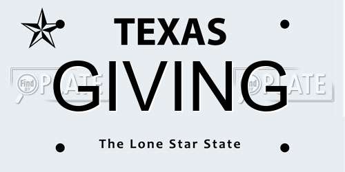 GIVING Texas License Plate