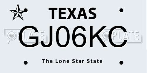 GJ06KC Texas License Plate