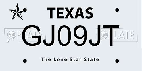 GJ09JT Texas License Plate