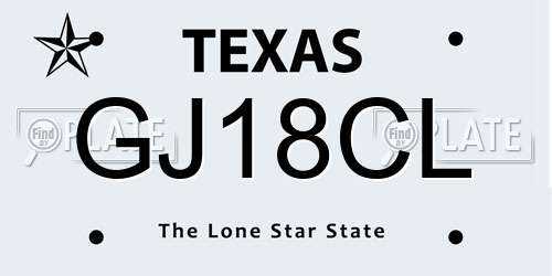 GJ18CL Texas License Plate