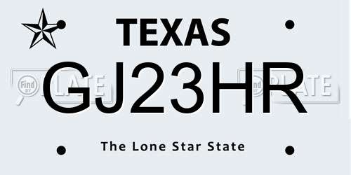 GJ23HR Texas License Plate
