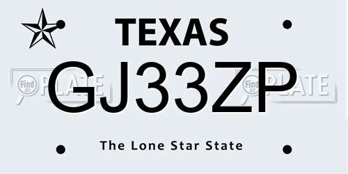 GJ33ZP Texas License Plate