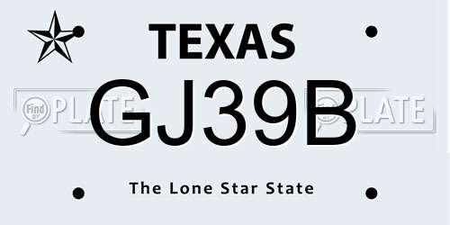 GJ39B Texas License Plate