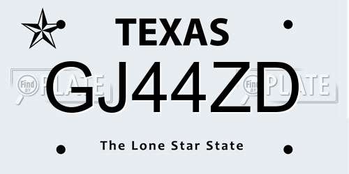 GJ44ZD Texas License Plate