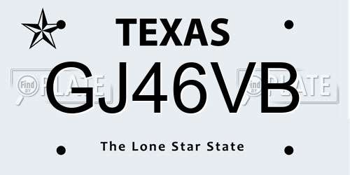 GJ46VB Texas License Plate