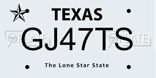 GJ47TS Texas License Plate
