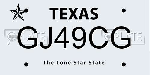 GJ49CG Texas License Plate