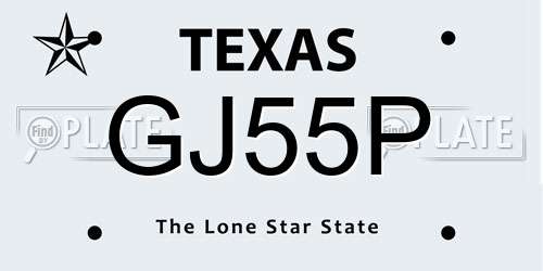 GJ55P Texas License Plate