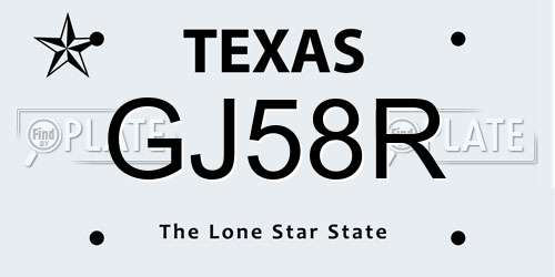 GJ58R Texas License Plate