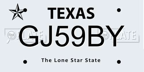 GJ59BY Texas License Plate