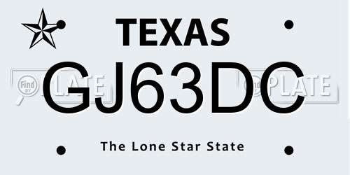GJ63DC Texas License Plate