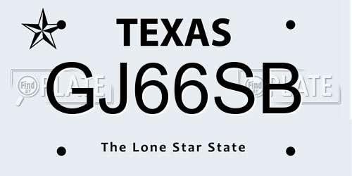 GJ66SB Texas License Plate