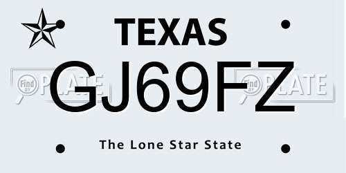 GJ69FZ Texas License Plate