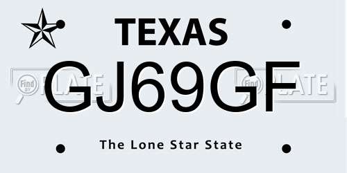GJ69GF Texas License Plate