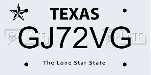 GJ72VG Texas License Plate