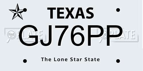 GJ76PP Texas License Plate
