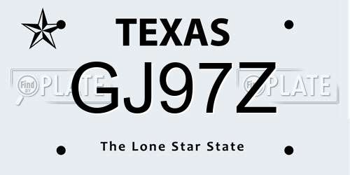 GJ97Z Texas License Plate