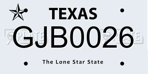 GJB0026 Texas License Plate
