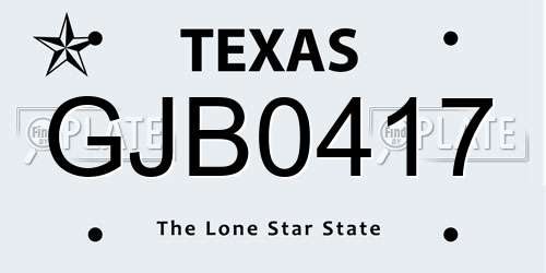 GJB0417 Texas License Plate