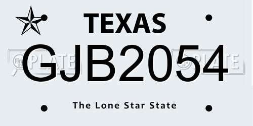 GJB2054 Texas License Plate