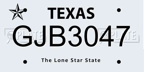 GJB3047 Texas License Plate