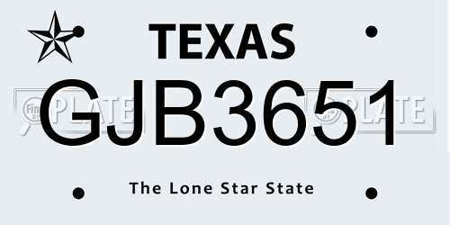GJB3651 Texas License Plate