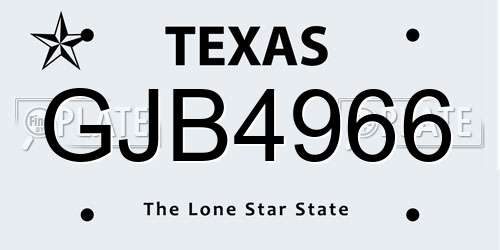 GJB4966 Texas License Plate