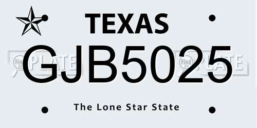 GJB5025 Texas License Plate