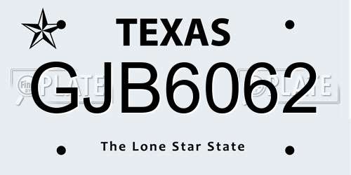 GJB6062 Texas License Plate