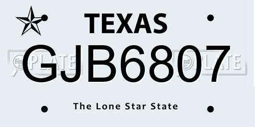 GJB6807 Texas License Plate