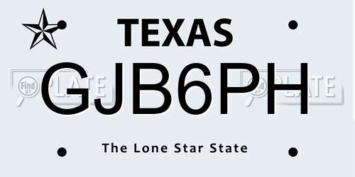 GJB6PH Texas License Plate