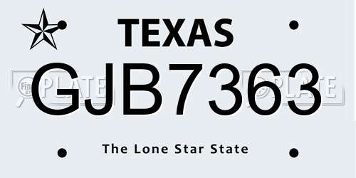 GJB7363 Texas License Plate