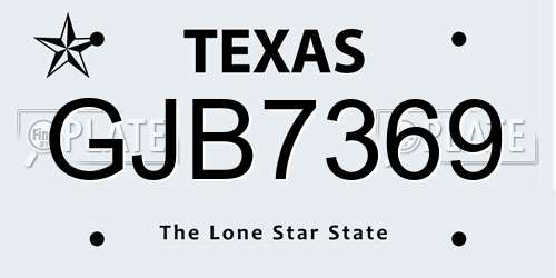 GJB7369 Texas License Plate